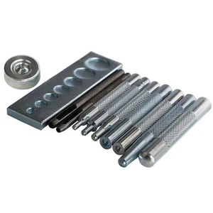 DIY Leather Craft 11pcs Craft Tool Die Punch Snap kit Rivet Setter with Base ... - Picture 1 of 9