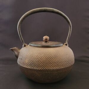 Vintage Japanese Iron kettle TETSUBIN RYUBUNDO No leak No coating Height:22cm