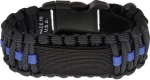 Survco Tactical Para Cord Black 550 Paracord Construction - WATCH-BAND-BLUE-LINE - Picture 1 of 1
