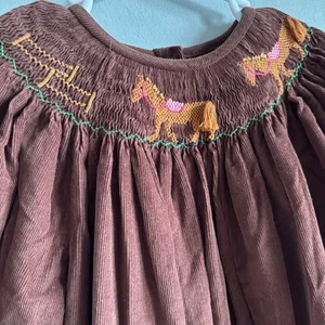VGUC Chocolate Soup (2010) girls corduroy smocked horse perfect fall dress, 6 - Picture 1 of 8
