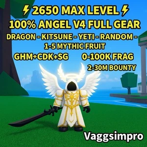 Blox Fruits Acc Max 2650 | 100% Angel V4 | Equipo completo | CDK GHM SG | Fruta mítica - Imagen 1 de 1