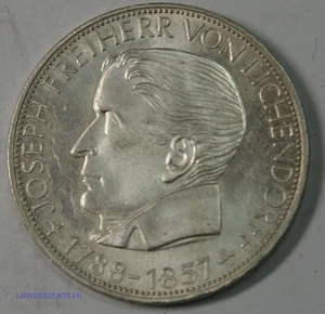 (USA) Germany: BRD 5 mark 1957 J. Freiherr Von Eichendorff, lartdesgents dvgm-93 - Picture 1 of 2