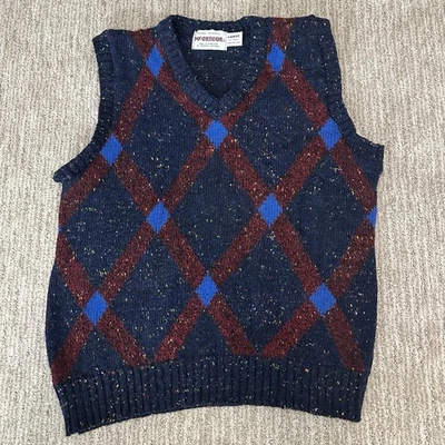 Chaleco Suéter Grande McGregor Mezcla Lana Argyle Azul Foto 1 de 4