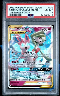 2019 POKEMON SUN & MOON UNBROKEN BONDS #130 GARDEVOIR & SYLVEON GX PSA 8 - Image 1 of 2