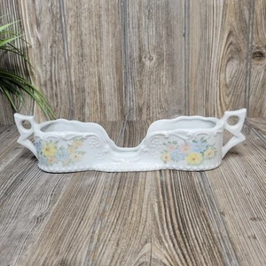 Ancien porte cuillère, porte buffet argenterie, blanc double manche, floral - Photo 1/6