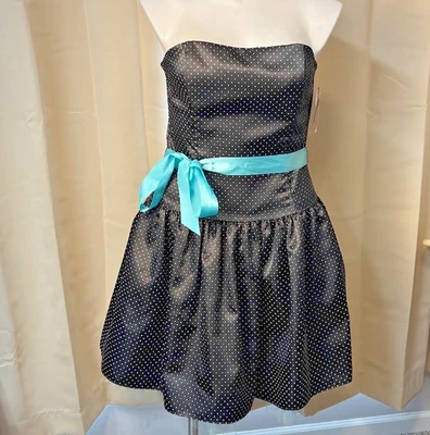 Vestido Vintage Jessica McClintock Gunne Sax Negro Lunares Fiesta Baile de graduación Talla 13/14 Foto 1 de 4