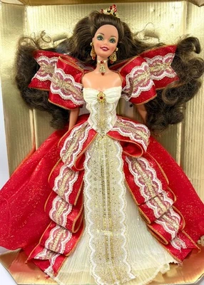 Barbie Holiday Edición Especial 1997 Vestido Rojo Muñeca Morena Nuevo Paquete Parcial Foto 1 de 4