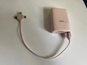 Power Bank Miniso TPB-67A 4000mAh Pink w Multi plug Cable Android IPhone GENUINE - Picture 1 of 10