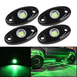 4 Pods LED Rock Lights For Jeep Truck UTV Boat Underbody Wheel Underglow Green - Foto 1 di 12
