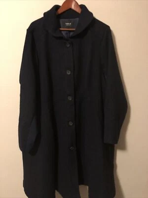 Torrid Womens Ls Wool Shawl Collar Coat Navy Herringbone 5XL Button Front NWT - Image 1 of 4