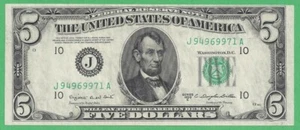 Serie 1950C 5 $ Federal Reserve Schein Fr.1964-J (56301) - Bild 1 von 2