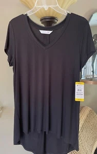 Neu mit Etikett Favorite Everyday Damen-T-Shirt schwarz S/S V-Ausschnitt Shirt Top Größe Medium - Bild 1 von 3