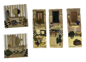 C Winterle Olson Artist 3D Bathtub Bathroom Plaque Tile Wall Hanging Set of 5 - Picture 1 of 10