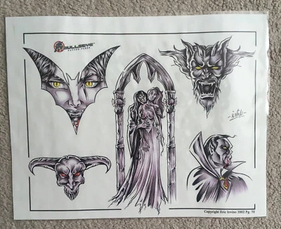 Estudio de tatuajes tienda flash único Eric Iovino vampiros colmillos sangre 11"X17" impresión Foto 1 de 4