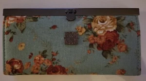 ANNA SUI Blue with Rose Print Purse - Picture 1 of 5