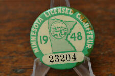 Vintage 1948 Minnesota Licensed Chauffeur Badge Celluloid Pinback Pin No 23204