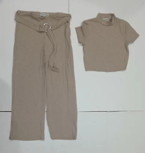 Almost Famous Women's 2 pcs set wide legs long pants & crop top size L. - Picture 1 of 9