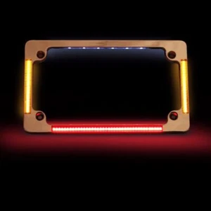 QUAD Horizontal Motorcycle License Plate Frame with Flushmount LEDs - Chrome - Afbeelding 1 van 2
