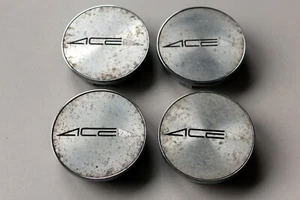 Original Raro ACE A109 Gris Plata Aleación Centro Rueda Plástico Tapa Buje Juego - Imagen 1 de 7