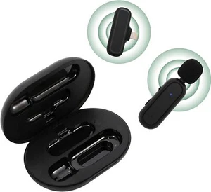 Microfono da bavero con custodia di ricarica per iPhone fotocamera DSLR microfono wireless Android - Foto 1 di 8