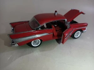 FRANKLIN MINT B11XT95 "57 CHEVY BELAIR FIRE CHIEF AUTO  NMIB W/BOX - Picture 1 of 12