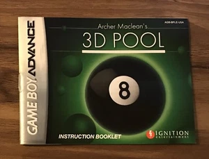 Nintendo Game Boy Advance Archer Maclean’s 3D Pool Instruction Booklet Only - Picture 1 of 2