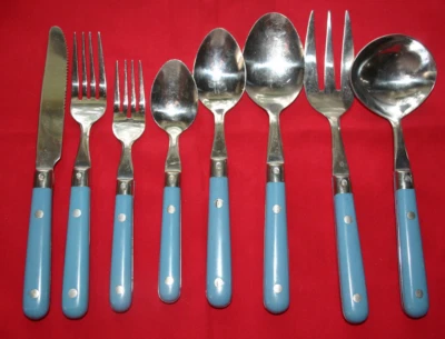 Lifetime PARIS SPLENDOR LIGHT BLUE Stainless Korea Silverware CHOICE Flatware - Image 1 of 4