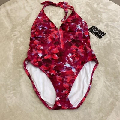 Catalina Womens Pink Halter Neck Sleeveless Padded One Piece Swimsuit Size Large - Image 1 of 4