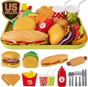 Fast Food Play Food Toys for Kids Toddler Children Toy Kitchen Accessories Pl... - Picture 1 of 6