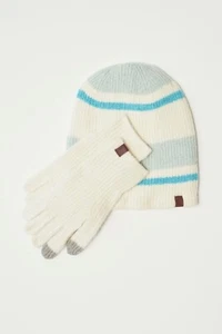 Lucky Brand Striped Beanie & Glove Set - Picture 1 of 1