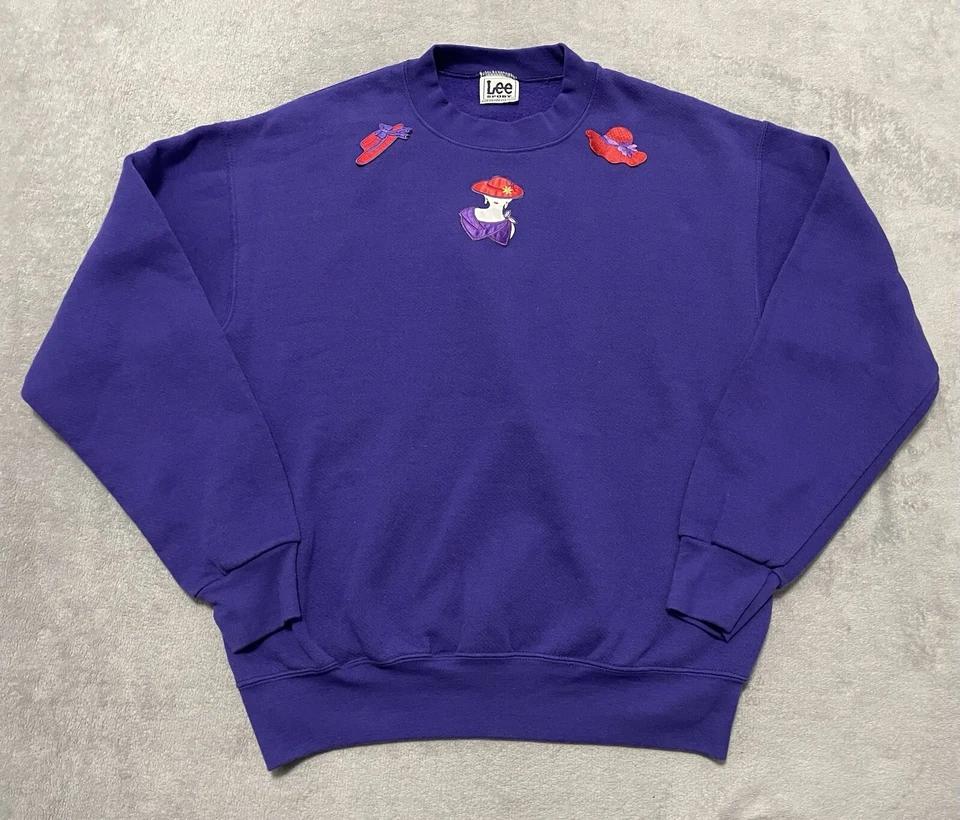 Suéter Vintage Ms. Lee Red Hat Society Cuello Redondo Mujer Talla XL Púrpura Foto 1 de 4