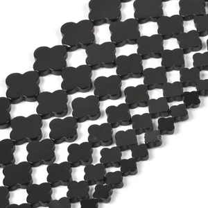 10mm Black Agate Four Leaf Clover Gemstome Loose Beads DIY Jewelry Making Bea... - Picture 1 of 3