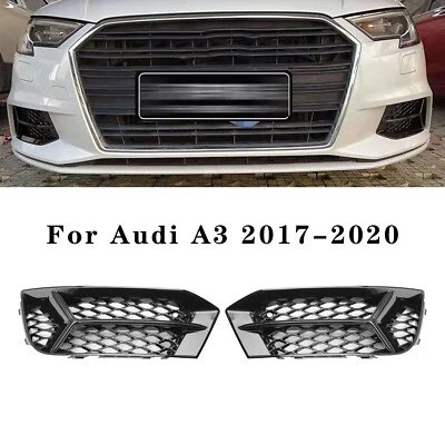 🚀Front Bumper Grill Fog Light Cover Lamp Frame Trim For Audi A3 2017-2020 2019 - Image 1 of 4