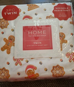 Set lenzuola gemelle Home For The Holidays pan di zenzero biscotto uomo caramelle NUOVO - Foto 1 di 1