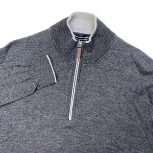 Hart Schaffner Marx Mens Extra Fine Merino Wool 1/4 Zip Pullover Sweater XL Gray - Picture 1 of 6