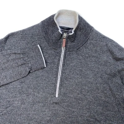 Hart Schaffner Marx Mens Extra Fine Merino Wool 1/4 Zip Pullover Sweater XL Gray - Image 1 of 4