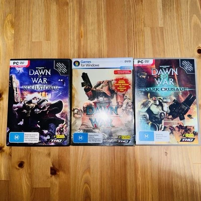 Warhammer 40K Dawn of War Steelbook Maps Dark Crusade & Soulstorm PC DVD-ROM Lot - Image 1 of 4