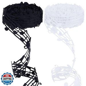 PH PandaHall 20 Yards Black White Hollow Music Note Ribbon 30mm Cut Out Craft - Picture 1 of 5