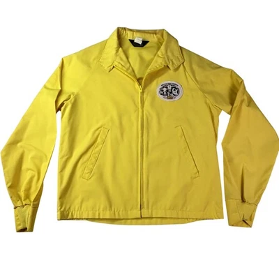 Chaqueta Swingster De Colección Para Hombre Mediana Amarilla Kent Feeds Parche Cremallera Rompevientos Años 90 Foto 1 de 4