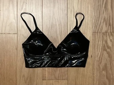 Good American Hologram Faux Leather Bra Black Size 0 - Image 1 of 2