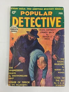 Popular Detective Pulp Magazine February 1935 "The Whimpering Death" Menace Cvr - Picture 1 of 10