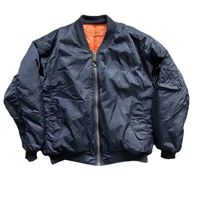 Chaqueta Bomber Vintage Años 90 Polo Sur Ma1 Talla Grande Azul Reverso Foto 1 de 4