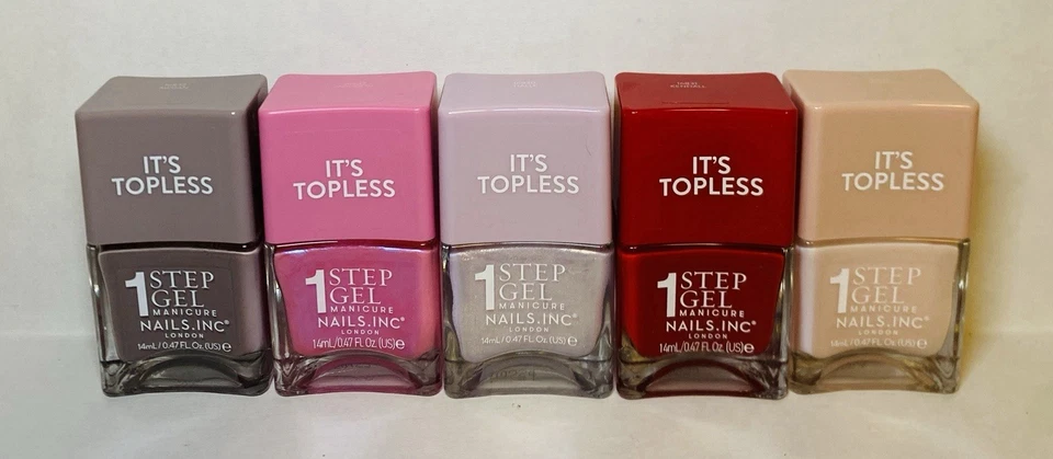 5 uñas nuevas Inc. Esmalte de uñas manicura gel It's Topless 1 paso nuevo 0,47 oz cada uno Foto 1 de 1