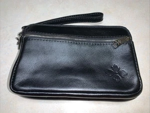Vtg Patricia Nash Black Leather Zip All Around Wallet Wristlet. Great Condition. - Picture 1 of 16
