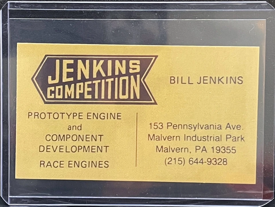 NHRA VRHTF SUPER RARE SUPER COOL BUSINESS CARD OF "BILL "GRUMPY" JENKINS-AWESOME - Image 1 of 1