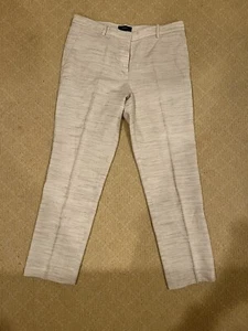 NWOT Theory Women Beige Linen Straight Leg Stretch Career Business Pants Sz 4 - Picture 1 of 4