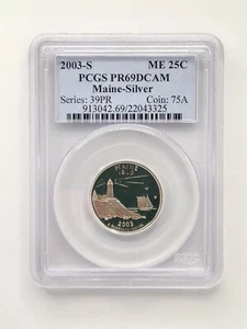 2003-S Silver Proof Maine Statehood Quarter (25C) PCGS PR69 Deep Cameo!!! - Picture 1 of 2