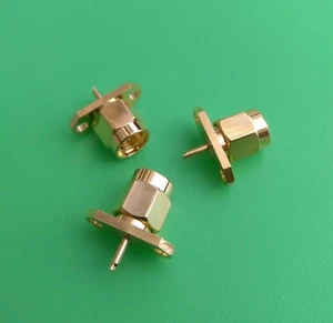 (1 PC) SMA Male 2-hole 16mm Flange Panel Mount Solder Connector - USA Seller - Picture 1 of 2