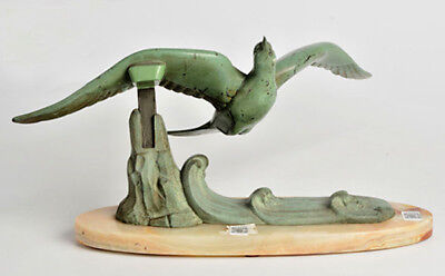 ART Deco 1930's French Metal Green Patinated Bird On Onyx Base Sculpture • 375£