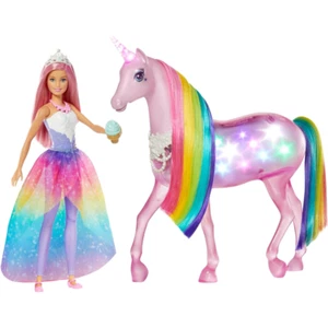 Barbie Dreamtopia Magical Lights Unicorn with Rainbow Mane New Childrens Toy - Picture 1 of 8